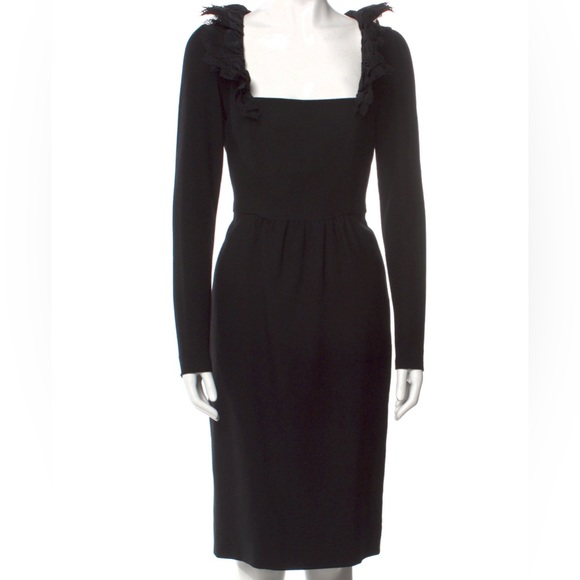 Etro Black Midi Dress with Ruffle Detail - Picture 4 of 10